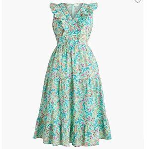 NWT J Crew Printed V-Neck Smocked Midi Dress